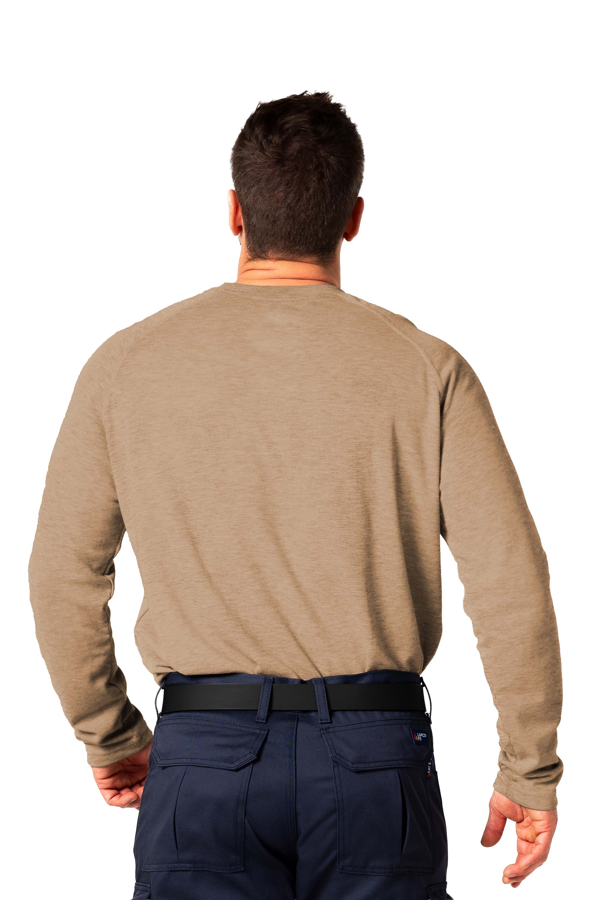 Flame-Resistant Raglan Sleeve Henley T-Shirt – 6oz. Inherent Knit | Tan
