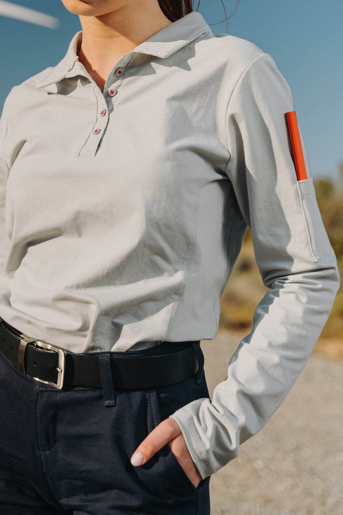 Women's FR Polo Shirt | 6oz. 93/7 Blend Knit | Gray