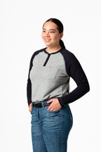 Women's FR Raglan Henley – 6oz. Inherent Knit | Gray-Navy