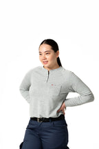 Women's FR Raglan Henley – 6oz. Inherent Knit | Gray