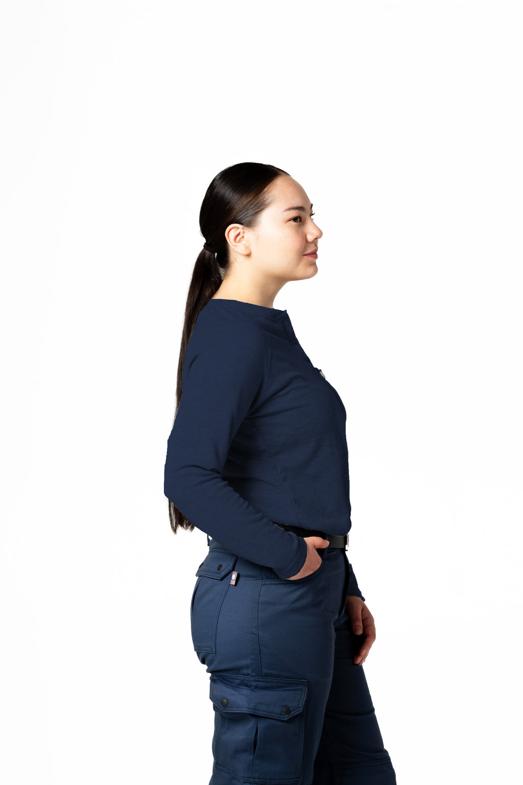 Women's FR Raglan Henley – 6oz. Inherent Knit | Navy