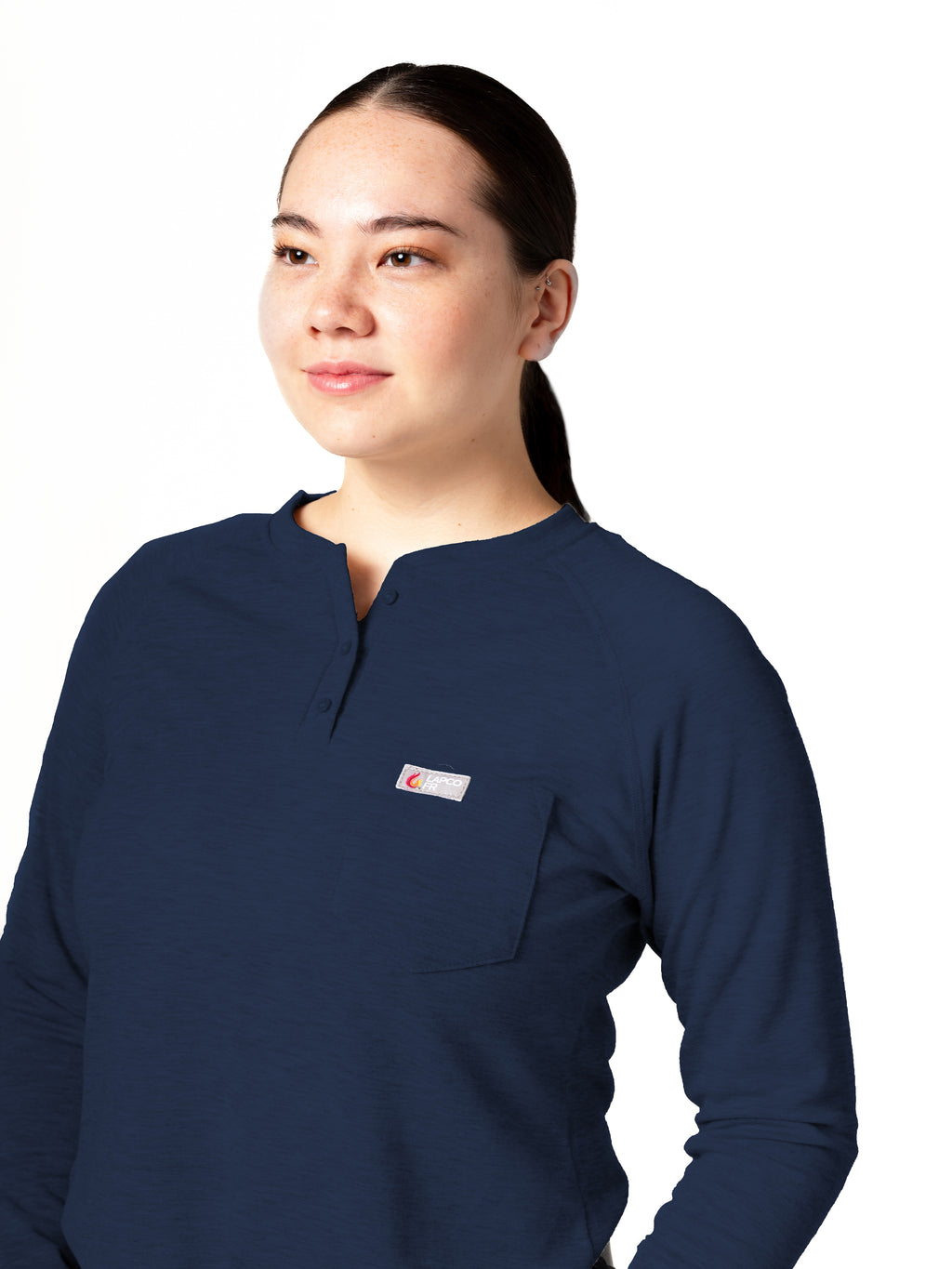 Women's FR Raglan Henley – 6oz. Inherent Knit | Navy