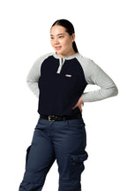 Women's FR Raglan Henley – 6oz. Inherent Knit | Black-Gray
