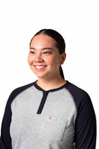 Women's FR Raglan Henley – 6oz. Inherent Knit | Gray-Navy