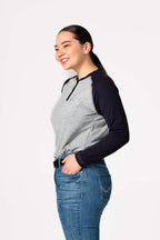 Women's FR Raglan Henley – 6oz. Inherent Knit | Gray-Navy