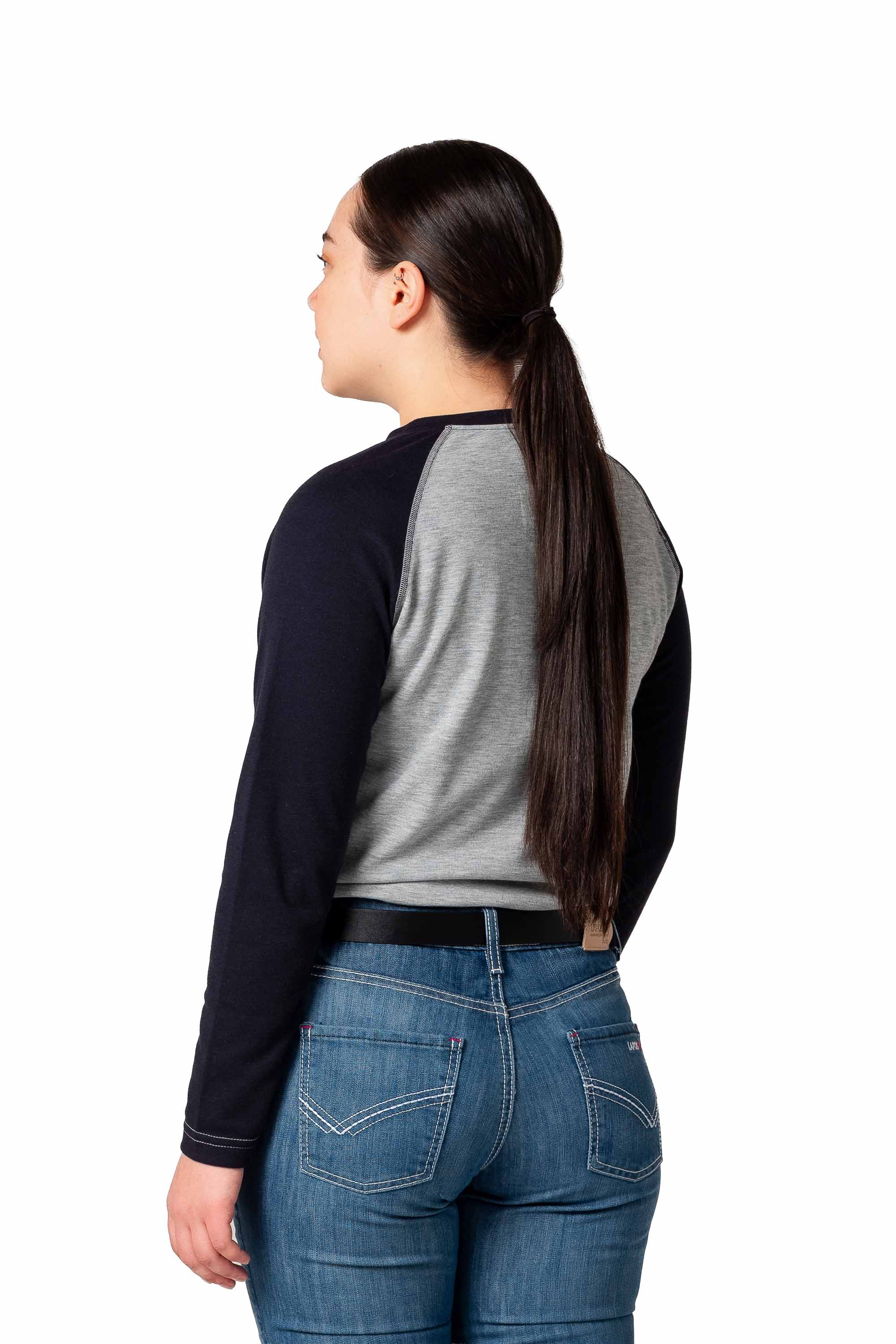 Women's FR Raglan Henley – 6oz. Inherent Knit | Gray-Navy