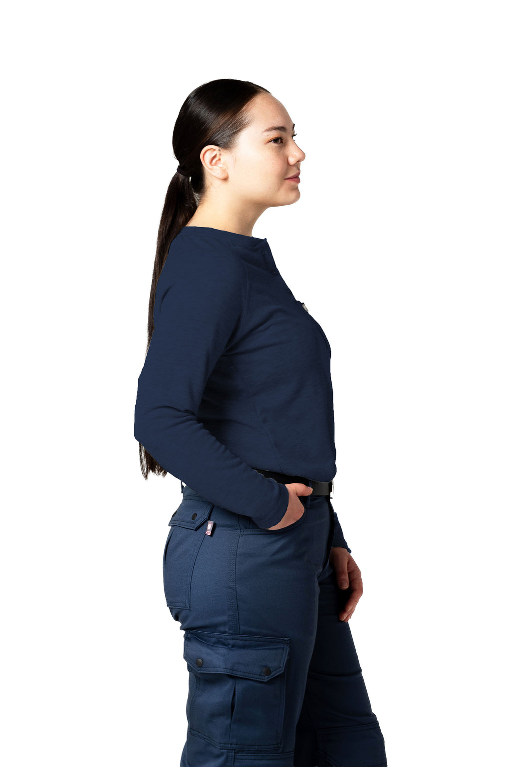 Women's FR Raglan Henley – 6oz. Inherent Knit | Navy
