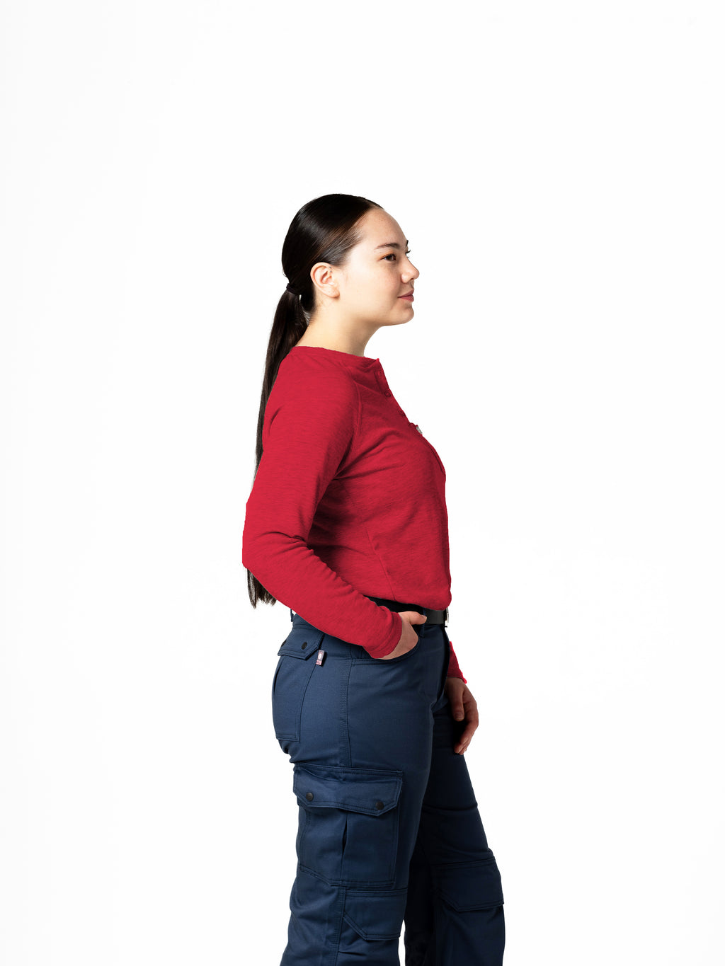 Women's FR Raglan Henley – 6oz. Inherent Knit | Red