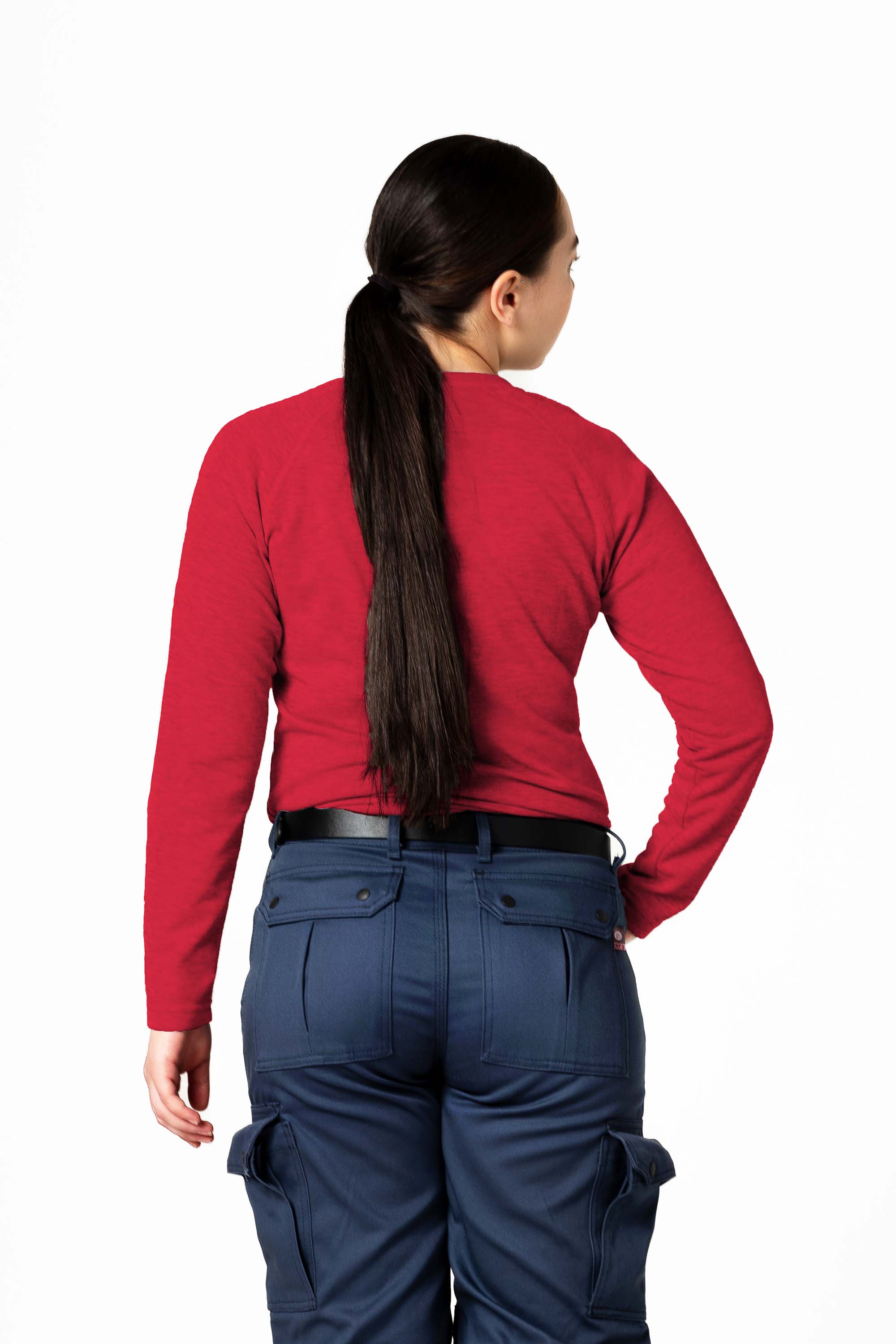 Women's FR Raglan Henley – 6oz. Inherent Knit | Red