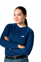 Women's FR Raglan Henley – 6oz. Inherent Knit | Royal