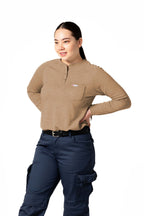 Women's FR Raglan Henley – 6oz. Inherent Knit | Tan