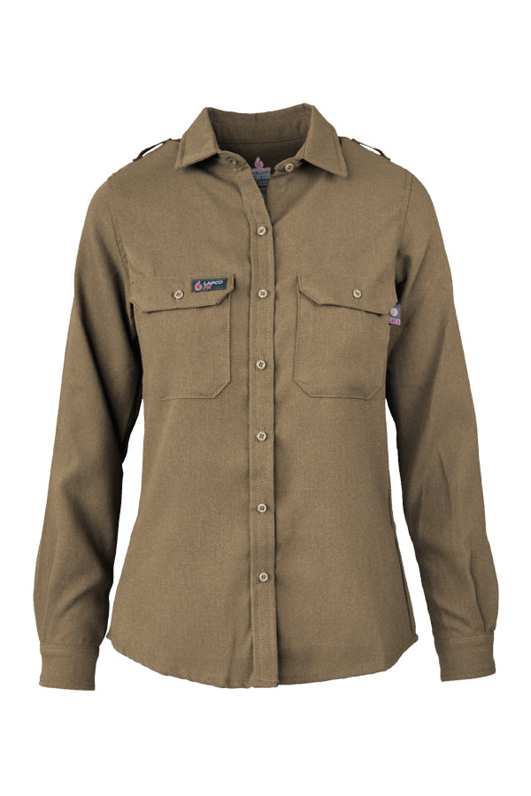 Women's FR Uniform Shirts made with 5oz. TecaSafe One® Inherent | Khaki
