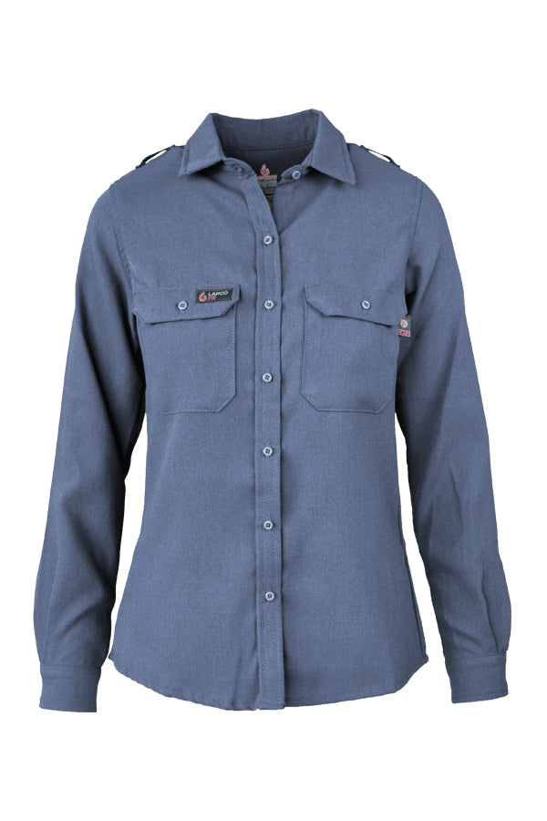 Women's FR Uniform Shirts made with 5oz. TecaSafe One® Inherent | Medium Blue