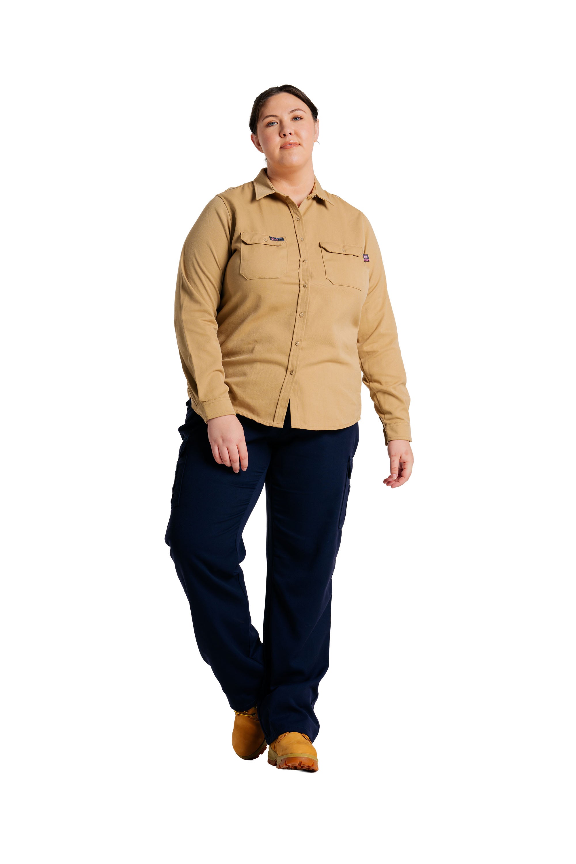 Women's FR Uniform Shirts made with 5oz. TecaSafe One® Inherent | Khaki