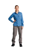 Women's FR Uniform Shirts made with 5oz. TecaSafe One® Inherent | Medium Blue