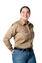 Women's FR Welding Shirts | 9oz. 100% Cotton | Khaki
