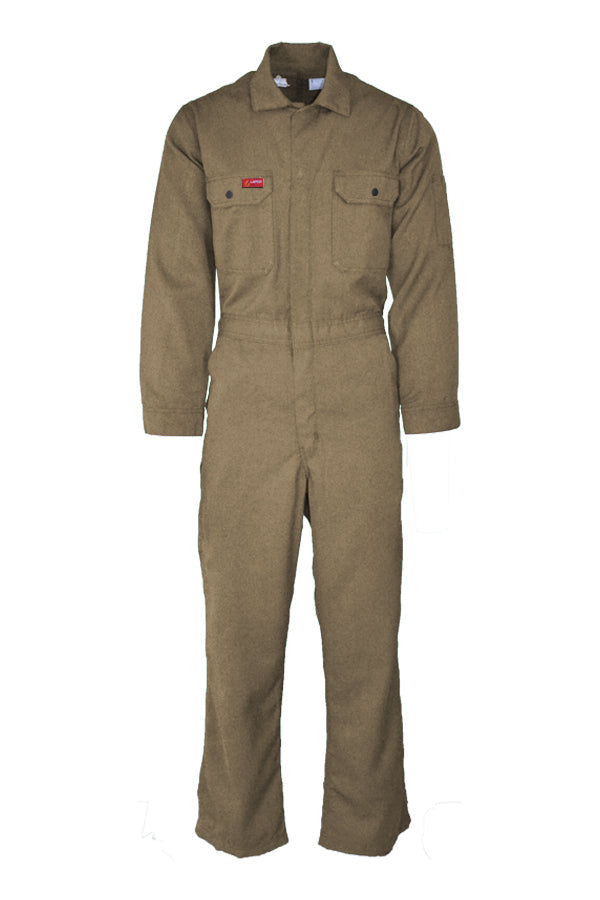 Khaki lightweight coveralls, frc coveralls, fr jumpsuit