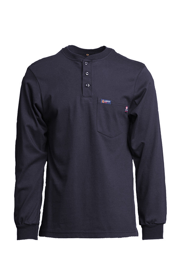 Navy FR Henley Shirts | 7oz. 100% Cotton Jersey Knit